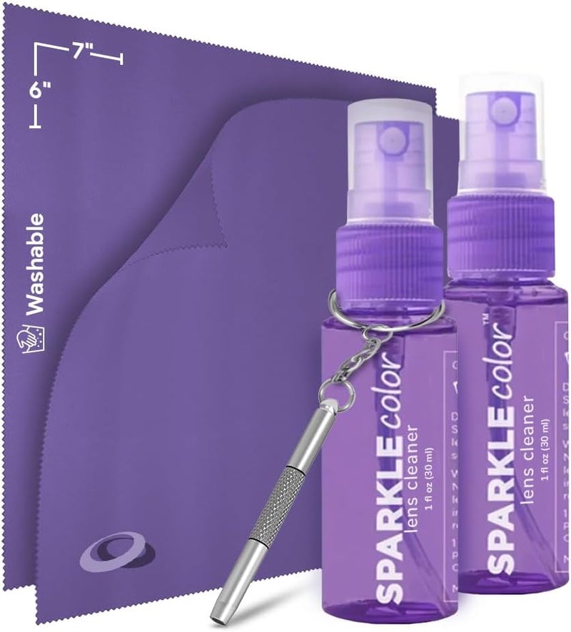 OPTIPAK Sparkle Anti-Reflective Safe Lens Cleaner & Repair Kit – (2) 1oz Glasses Cleaner Spray, (2) Microfiber Cloth & Keychain Screwdriver for Eyeglasses, Sunglasses, Lenses & Screens (5 Piece Set) - Image 1